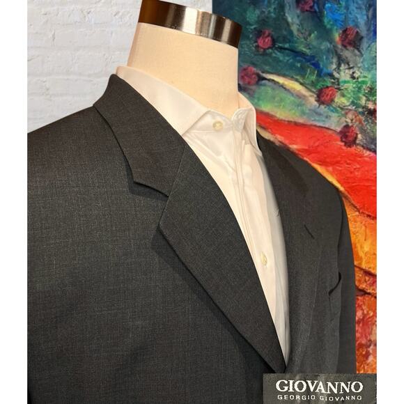Georgio Giovanno Mens 46R 38x30 Gray Nailhead 2-Piece Classic Suit - Picture 3 of 16
